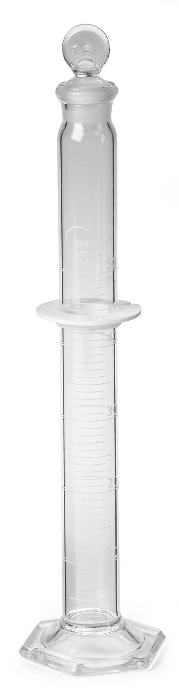 Zylinder, mit Skala, Glas, 50 mL ± 0,4 mL, Teilung 1,0 mL, Glasstopfen Nr. 16